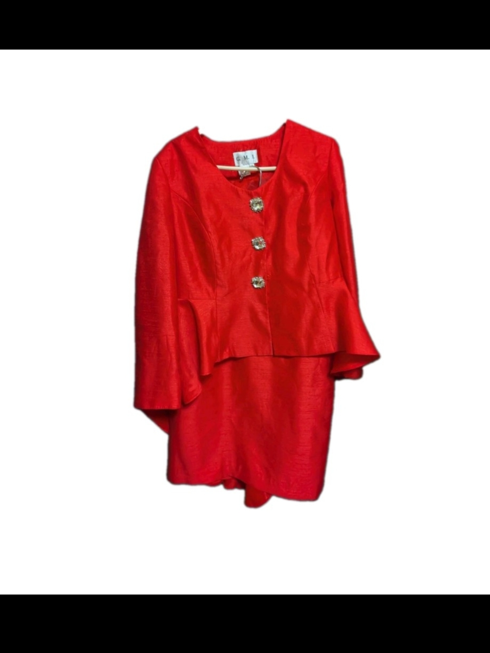 G.M.I. red Formal Peplum Skirt  And Jacket Size 12